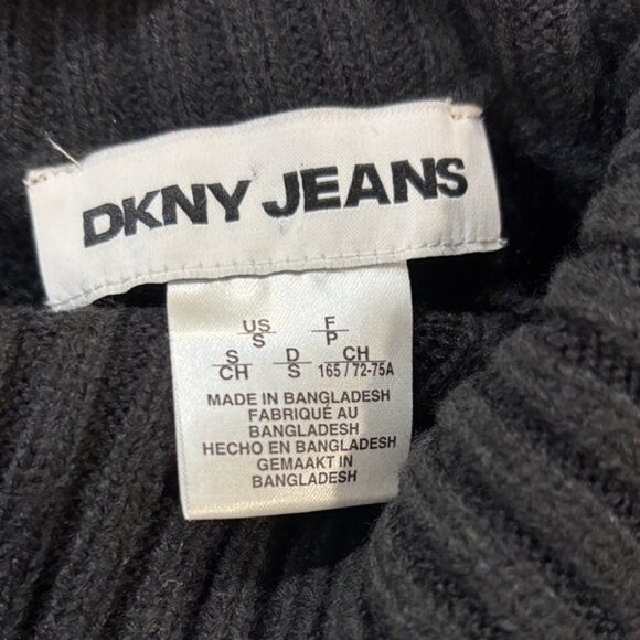 DKNY Black Turtleneck Sweater with White Logo - Picture 6 of 9